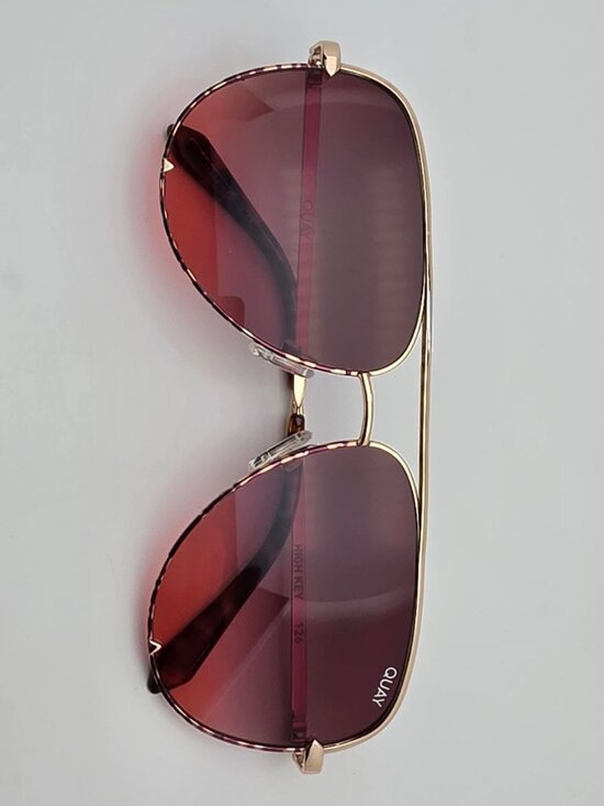 Quay Australia High Key Gold Tortoise Frame Purple Peach Lens Aviator Sunglasses